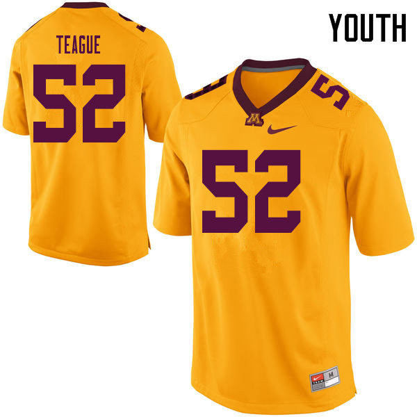 Youth #52 Elijah Teague Minnesota Golden Gophers College Football Jerseys Sale-Yellow